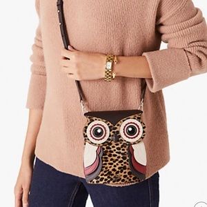 NWT Kate Spade Blinx Leopard 3D Owl Crossbody Bag